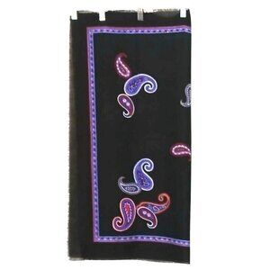 Women's Square Scarf Women Linen Blend Paisley Fringe Colorblock Whimsigoth